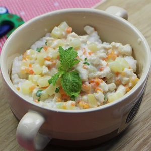 Cơm gà nấu sữa tươi