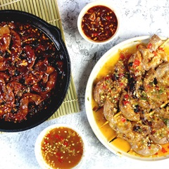 Lòng non nướng mật ong sốt me Thái và mắm tỏi ớt